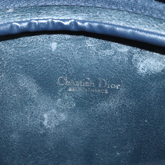 Christian Dior Honeycomb Canvas Shoulder Bag PVC Navy gold Auth BA2781