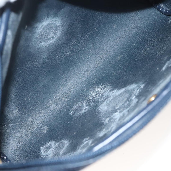 Christian Dior Honeycomb Canvas Shoulder Bag PVC Navy gold Auth BA2781