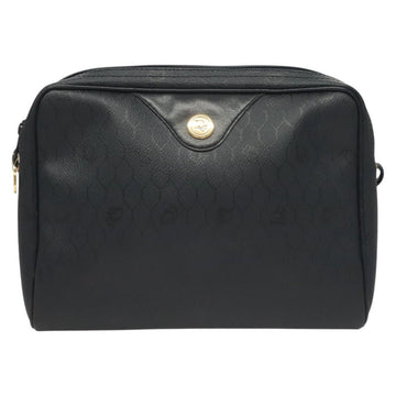 Christian Dior Honeycomb Canvas Shoulder Bag PVC Navy gold Auth BA2781 - 0