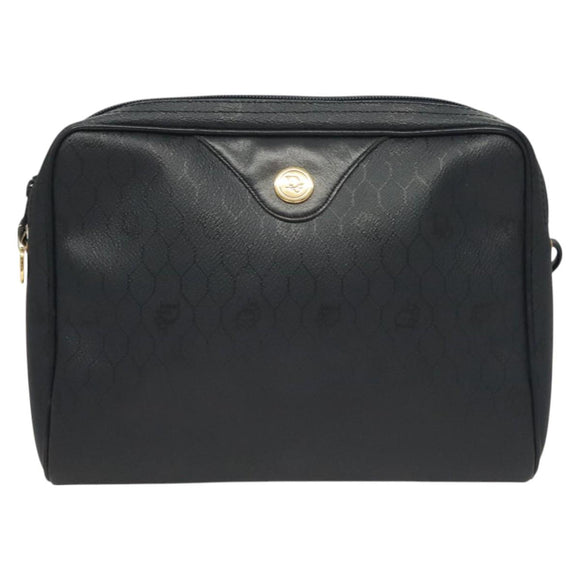 Christian Dior Honeycomb Canvas Shoulder Bag PVC Navy gold Auth BA2781