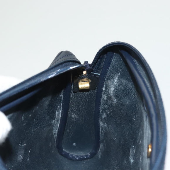 Christian Dior Honeycomb Canvas Shoulder Bag PVC Navy gold Auth BA2781