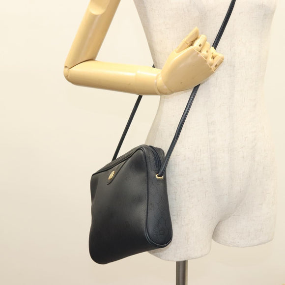 Christian Dior Honeycomb Canvas Shoulder Bag PVC Navy gold Auth BA2781