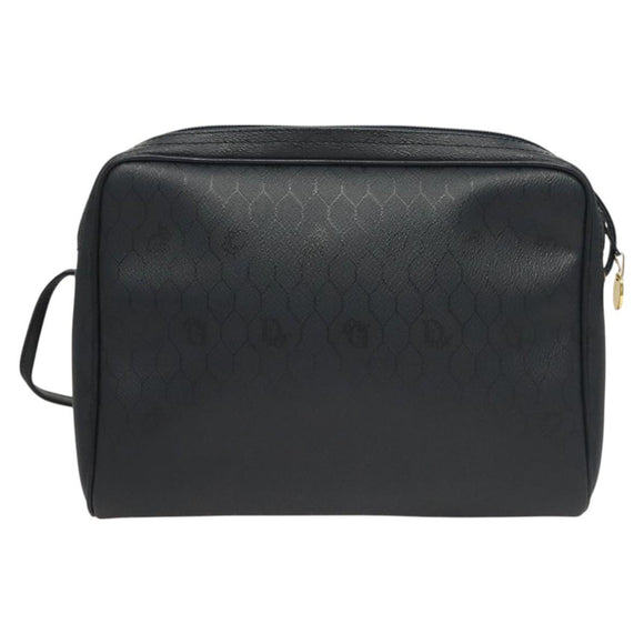 Christian Dior Honeycomb Canvas Shoulder Bag PVC Navy gold Auth BA2781