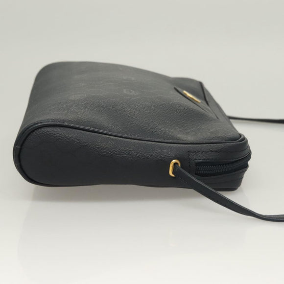 Christian Dior Honeycomb Canvas Shoulder Bag PVC Navy gold Auth BA2781