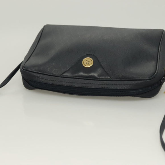 Christian Dior Honeycomb Canvas Shoulder Bag PVC Navy gold Auth BA2781