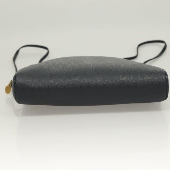 Christian Dior Honeycomb Canvas Shoulder Bag PVC Navy gold Auth BA2781