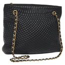 BALLY Chain Shoulder Bag Leather Black Gold Auth BA2785-1