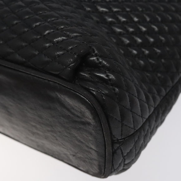 BALLY Chain Shoulder Bag Leather Black Gold Auth BA2785