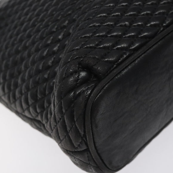 BALLY Chain Shoulder Bag Leather Black Gold Auth BA2785