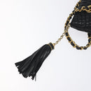 BALLY Chain Shoulder Bag Leather Black Gold Auth BA2785-14