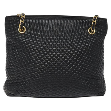 BALLY Chain Shoulder Bag Leather Black Gold Auth BA2785 - 0
