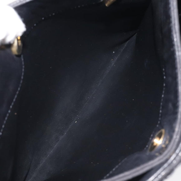 BALLY Chain Shoulder Bag Leather Black Gold Auth BA2785