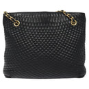 BALLY Chain Shoulder Bag Leather Black Gold Auth BA2785-3