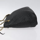 BALLY Chain Shoulder Bag Leather Black Gold Auth BA2785-5