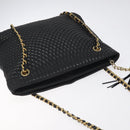 BALLY Chain Shoulder Bag Leather Black Gold Auth BA2785-6