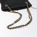 BALLY Chain Shoulder Bag Leather Black Gold Auth BA2785-7