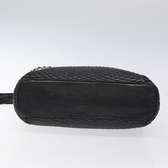 BALLY Chain Shoulder Bag Leather Black Gold Auth BA2785