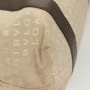 BVLGARI Logo Mania Tote Bag Canvas Leather Beige Silver Auth BA2788-10