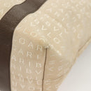 BVLGARI Logo Mania Tote Bag Canvas Leather Beige Silver Auth BA2788-11