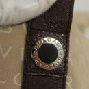 BVLGARI Logo Mania Tote Bag Canvas Leather Beige Silver Auth BA2788-14