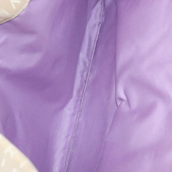 BVLGARI Logo Mania Tote Bag Canvas Leather Beige Silver Auth BA2788