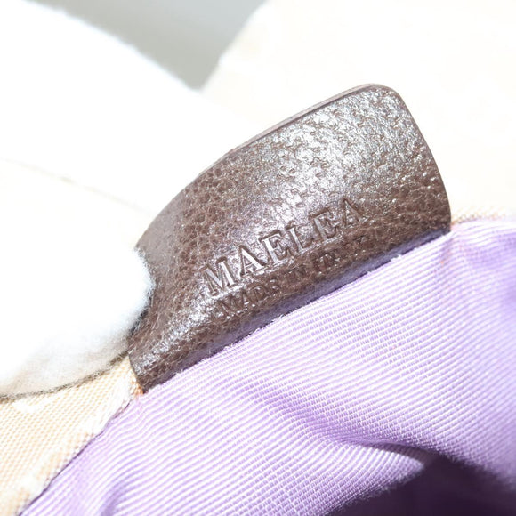 BVLGARI Logo Mania Tote Bag Canvas Leather Beige Silver Auth BA2788