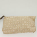 BVLGARI Logo Mania Tote Bag Canvas Leather Beige Silver Auth BA2788-20