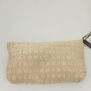 BVLGARI Logo Mania Tote Bag Canvas Leather Beige Silver Auth BA2788-21