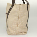 BVLGARI Logo Mania Tote Bag Canvas Leather Beige Silver Auth BA2788-4