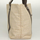 BVLGARI Logo Mania Tote Bag Canvas Leather Beige Silver Auth BA2788-5