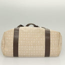 BVLGARI Logo Mania Tote Bag Canvas Leather Beige Silver Auth BA2788-9