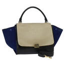 CELINE Trapeze Handtasche Wildleder 2-Wege Beige Gold Auth BA2807-1