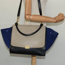 CELINE Trapeze Handtasche Wildleder 2-Wege Beige Gold Auth BA2807-24