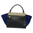 CELINE Trapeze Handtasche Wildleder 2-Wege Beige Gold Auth BA2807-2