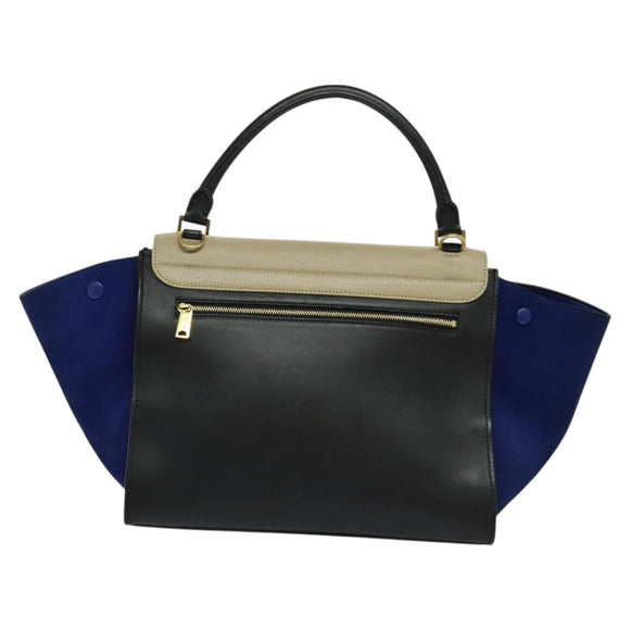 CELINE Trapeze Handtasche Wildleder 2-Wege Beige Gold Auth BA2807