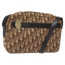Christian Dior Trotter Canvas Shoulder Bag Brown Gold Auth BA2808-1