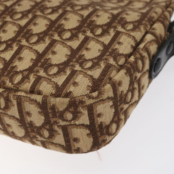 Christian Dior Trotter Canvas Shoulder Bag Brown Gold Auth BA2808