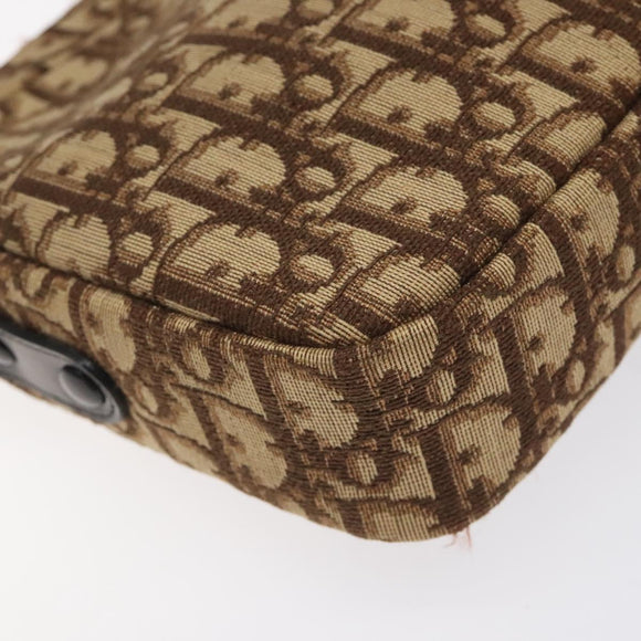 Christian Dior Trotter Canvas Shoulder Bag Brown Gold Auth BA2808