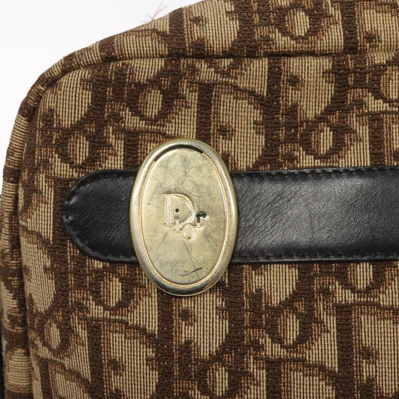 Christian Dior Trotter Canvas Shoulder Bag Brown Gold Auth BA2808