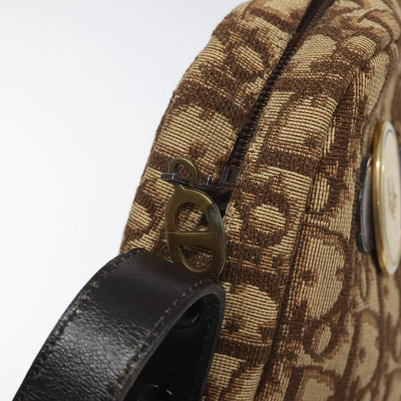 Christian Dior Trotter Canvas Shoulder Bag Brown Gold Auth BA2808