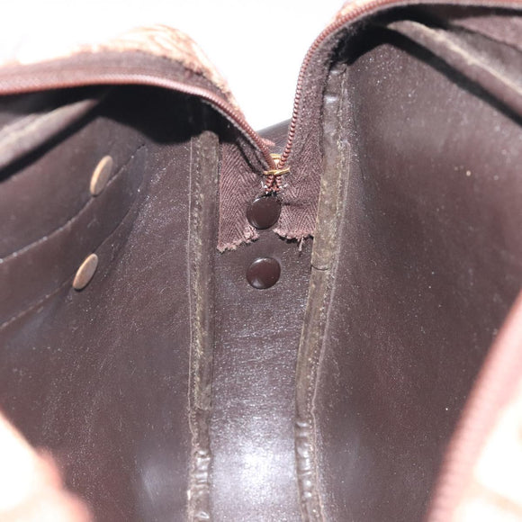 Christian Dior Trotter Canvas Shoulder Bag Brown Gold Auth BA2808
