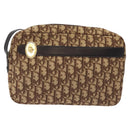Christian Dior Trotter Canvas Shoulder Bag Brown Gold Auth BA2808-13