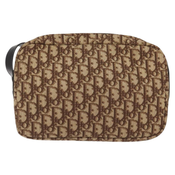 Christian Dior Trotter Canvas Shoulder Bag Brown Gold Auth BA2808