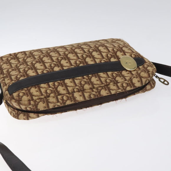 Christian Dior Trotter Canvas Shoulder Bag Brown Gold Auth BA2808