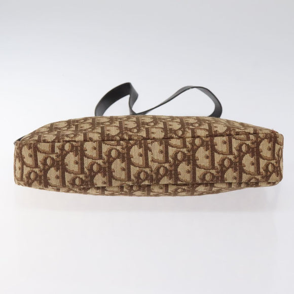 Christian Dior Trotter Canvas Shoulder Bag Brown Gold Auth BA2808