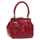 PRADA Hand Bag Enamel Red Silver Auth BA2814-1