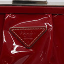 PRADA Hand Bag Enamel Red Silver Auth BA2814-18