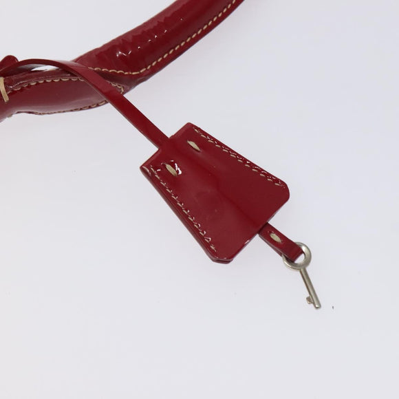 PRADA Handtasche Emaille Rot Silber Auth BA2814