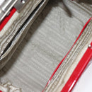 PRADA Handtasche Emaille Rot Silber Auth BA2814-10