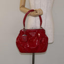 PRADA Handtasche Emaille Rot Silber Auth BA2814-26